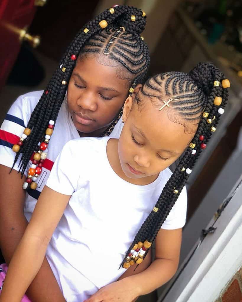 kids braided hairstyles with beads ponytails