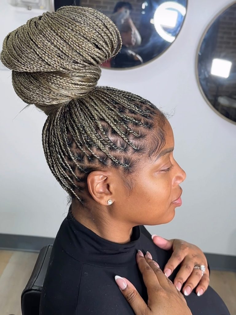 ash blonde small knotless braids mix