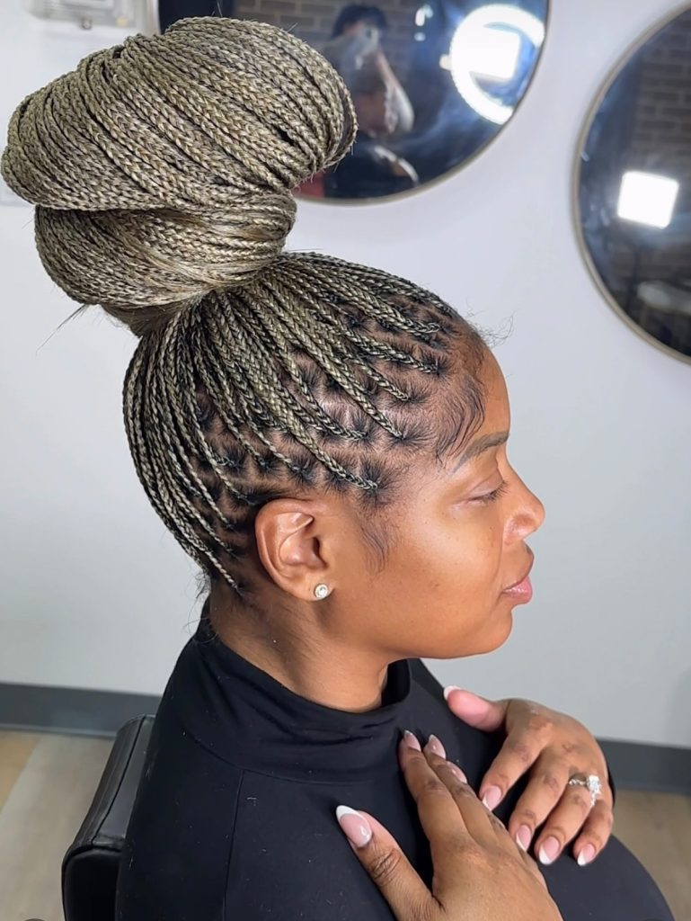 ash blonde mixed color small knotless braids