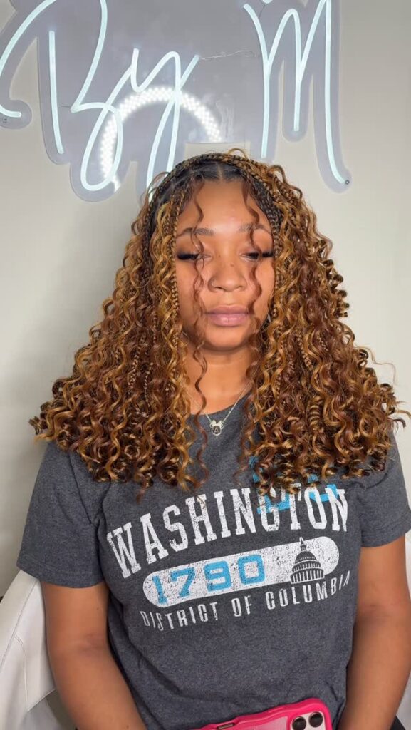 color 27 & 30 honey blonde boho bob knotless braids