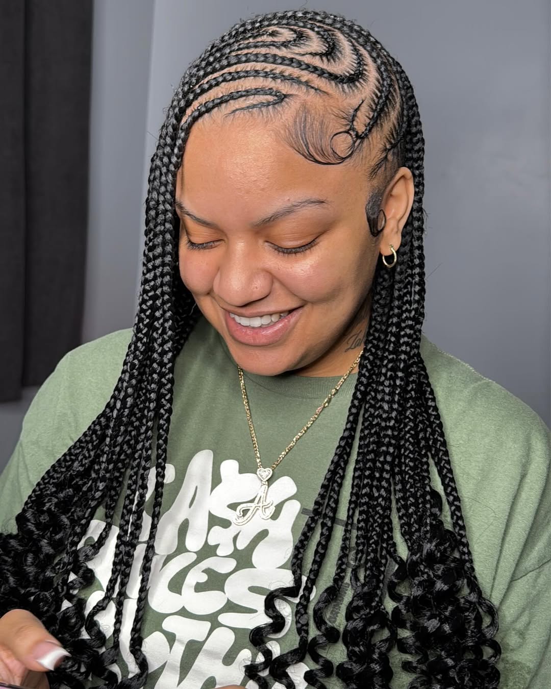 Lemonade Fulani braids with curly ends