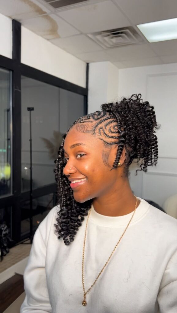 Freestyle boho bob lemonade Fulani braids with curly ends