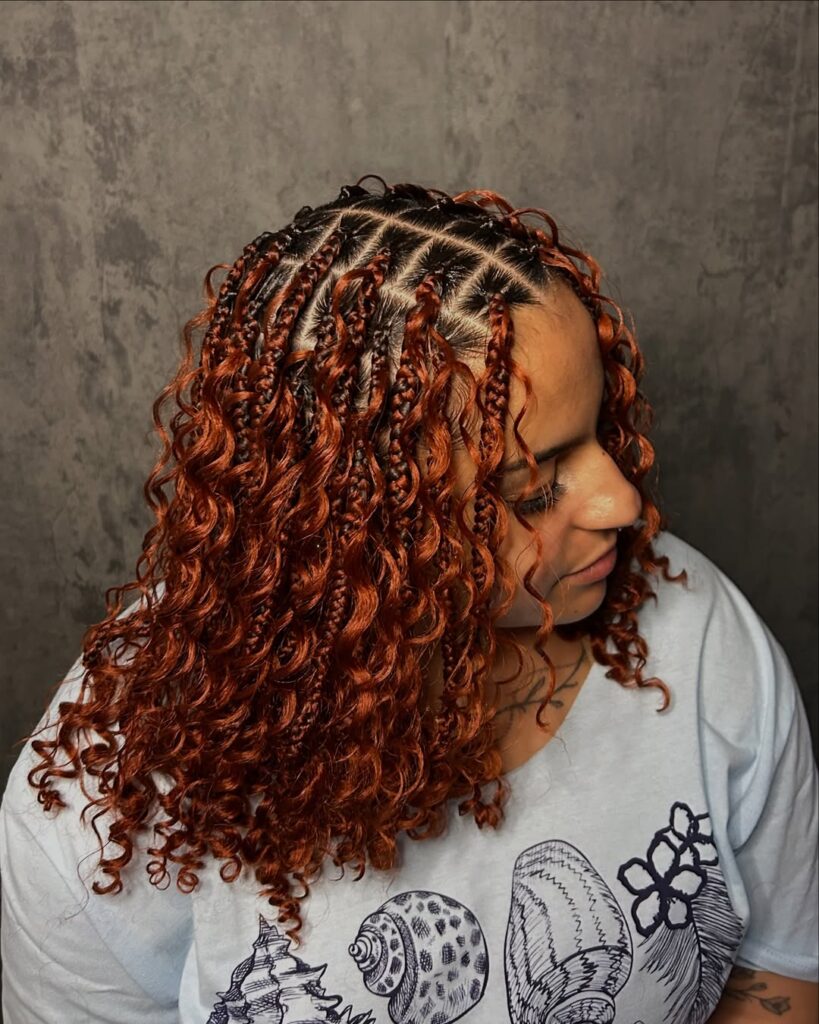 color 350 medium boho bob knotless braids