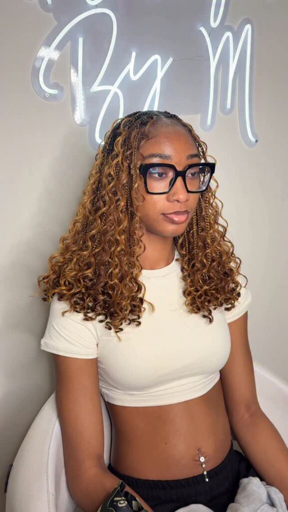 deep wave honey blonde boho bob knotless braids