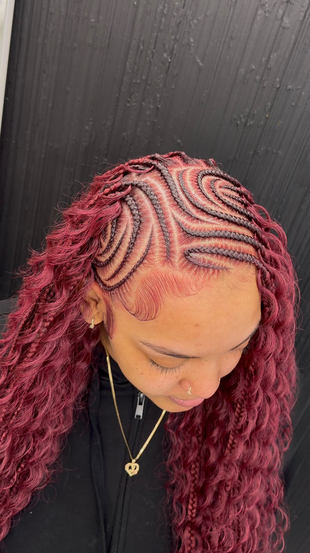 burgundy boho lemonade Fulani braids