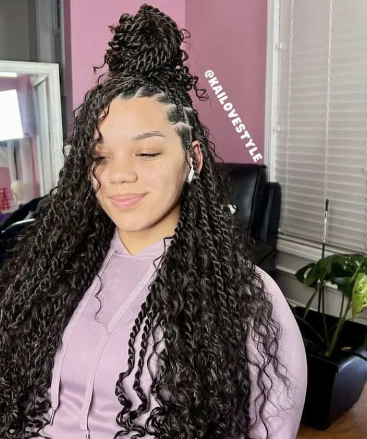 half up half down island twists 