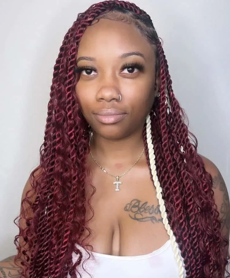 Burgundy boho island twists 