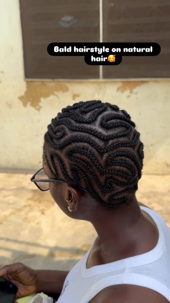 braided bald head on natural hair