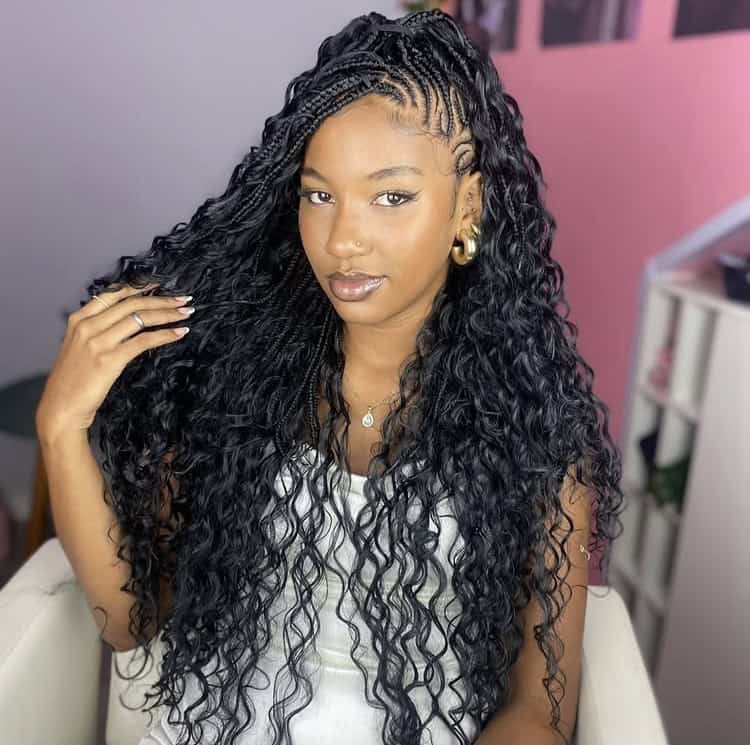 half up half down boho braided mohawk