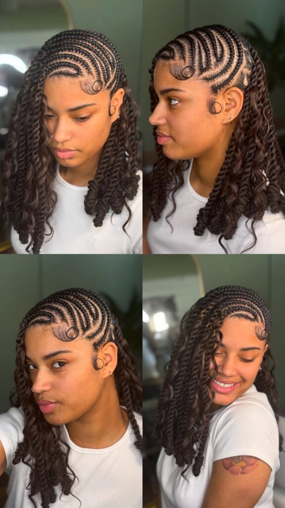 boho half lemonade fulani braids half invisible locs