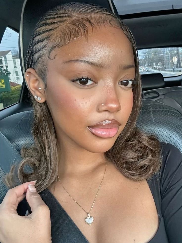 Brown Tyla Braided Bob with flipped ends