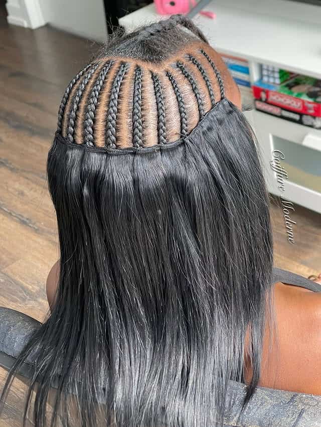 Bob Fulani Braids With A Flip Curl Sew-In Hairstyles aka the Tyla bob sew in process