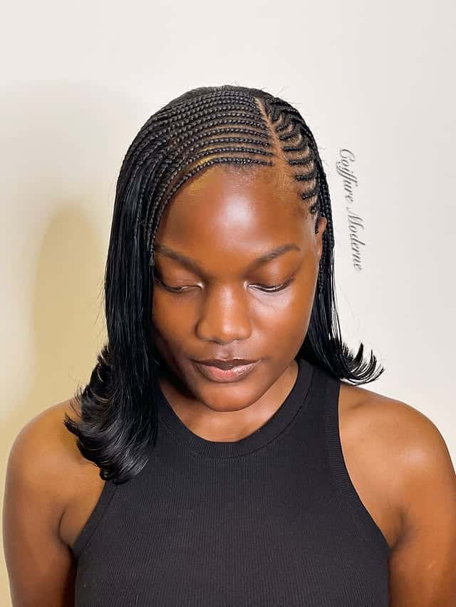 Bob Fulani Braids With A Flip Curl Sew-In Hairstyles aka the Tyla bob