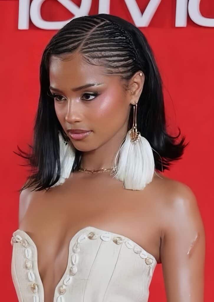 Bob Fulani Braids With A Flip Curl Sew-In Hairstyles aka the Tyla bob on Tyla