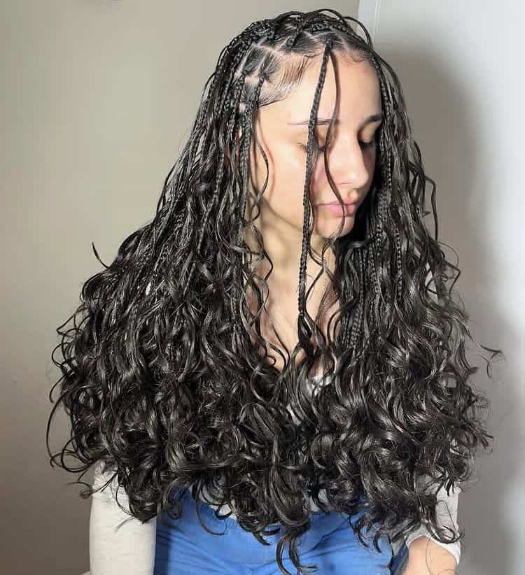 medium length boho French curl braids
