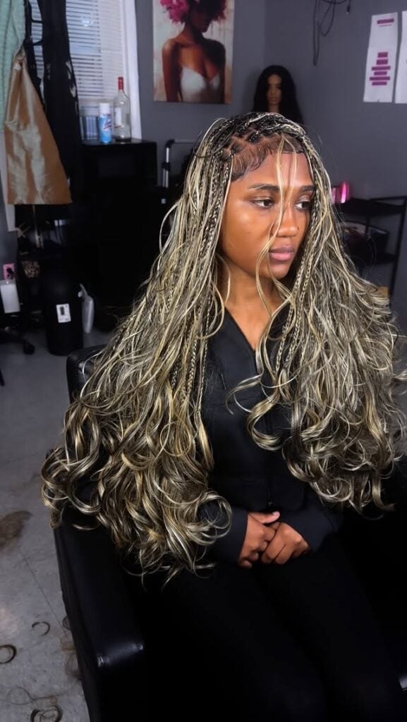 613 & 27 ombre boho French curl braids