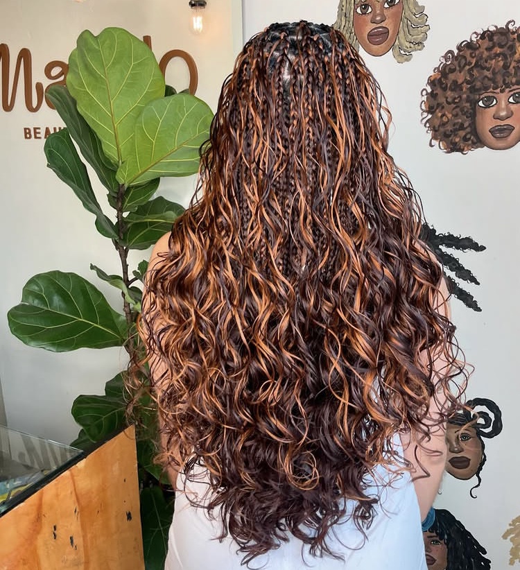 color 30 & 33 boho French curl braids