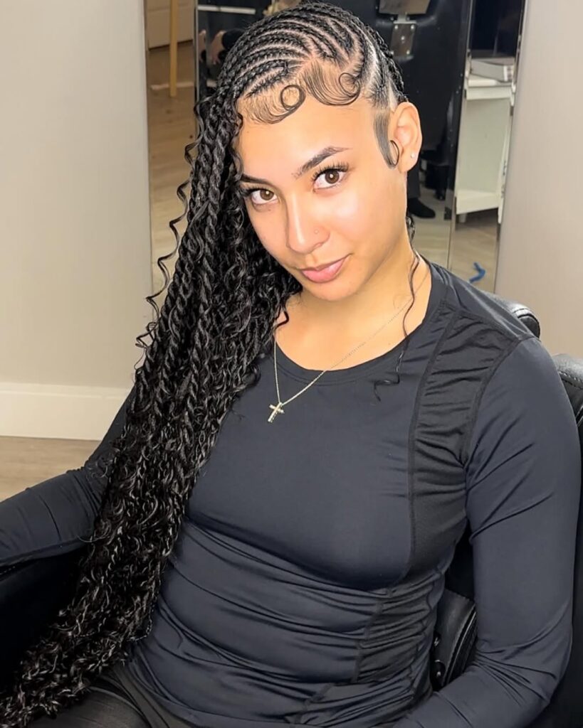 boho lemonade Fulani twists with deep wave curls