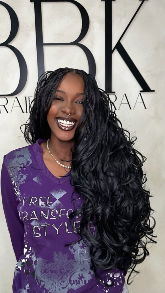 long boho French curl braids