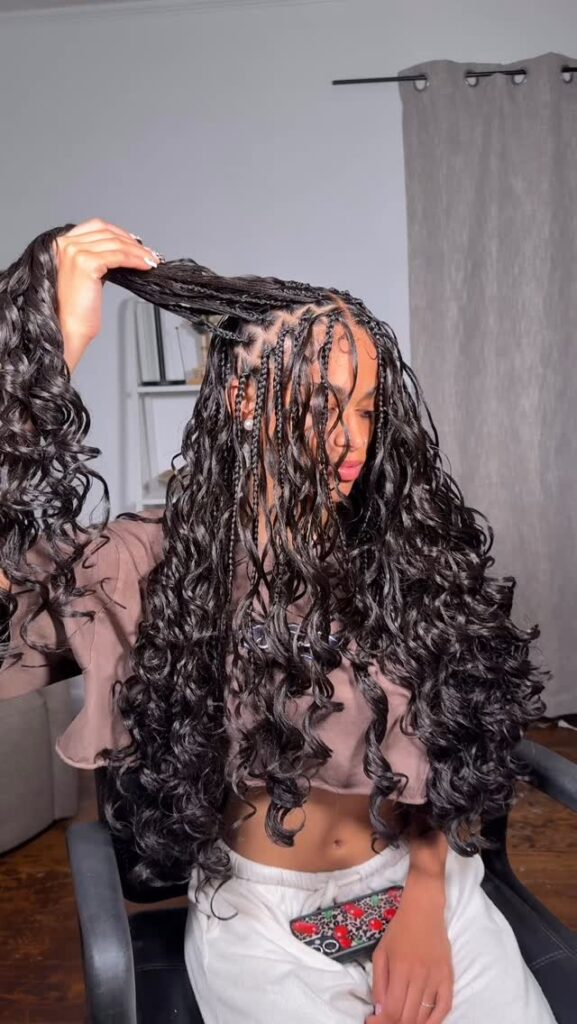 Layered boho French curl braids