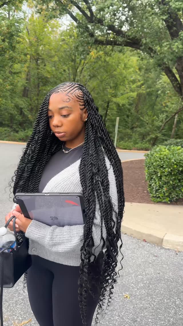 Freestyle long boho lemonade Fulani twists with curly ends