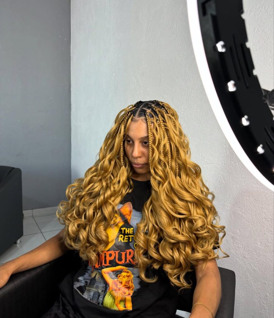 color 27 boho French curl braids