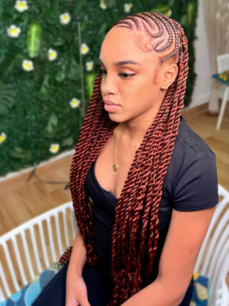 ginger lemonade Fulani twists with curly ends