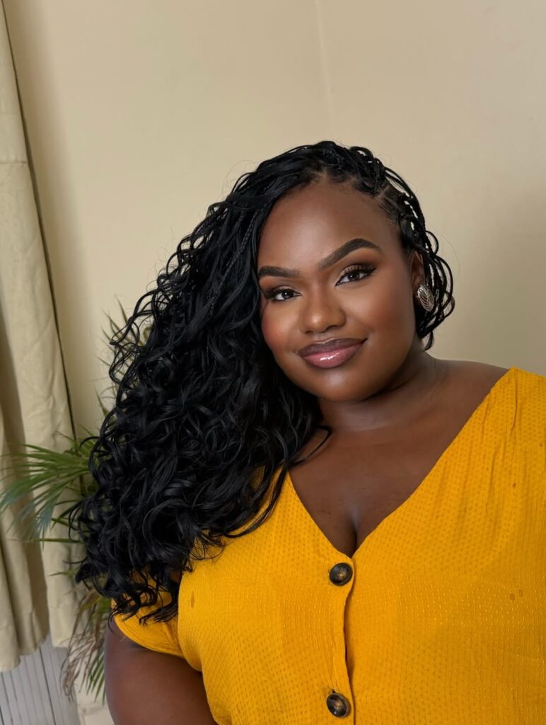 Shoulder length boho French curl braids