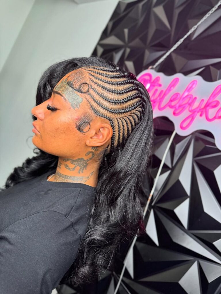 Cassie braids, part side braids part quick weave