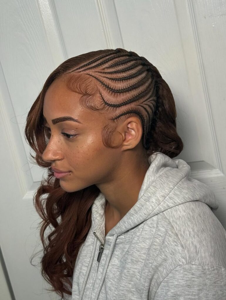 Chocolate brown cassie braids with curled hair