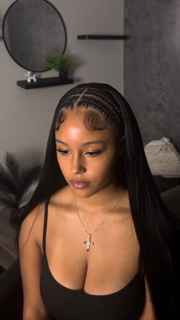 Jayda Wayda braids with straight quick weave